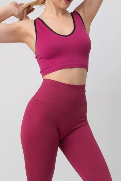 DoReMi Seamless Fitilli V Yaka Esnek Askılı Spor Sütyen - 3