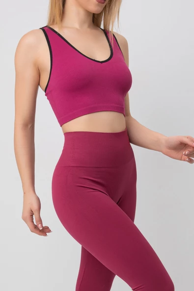 DoReMi Seamless Fitilli V Yaka Esnek Askılı Spor Sütyen - 2