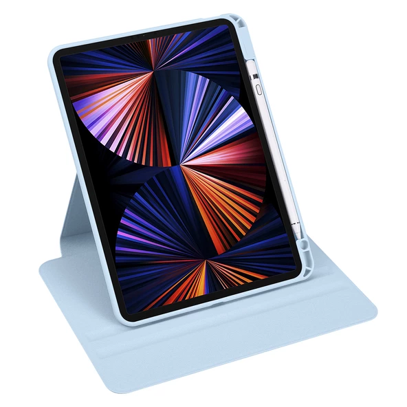 iPad Pro 11 2021 3.Nesil Kılıf Termik Kalem Bölmeli Dönen Standlı - 10