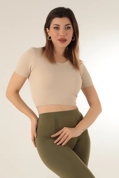 DoReMi Seamless Fitilli Spor Crop Tişört - 10