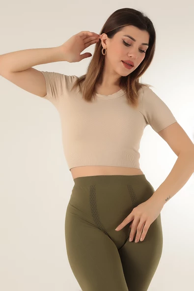 DoReMi Seamless Fitilli Spor Crop Tişört - 9