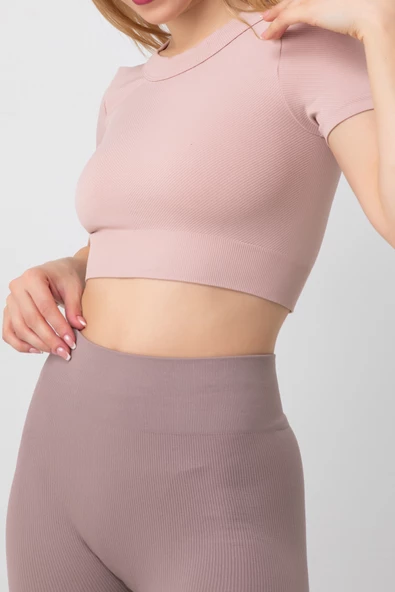 DoReMi Seamless Fitilli Spor Crop Tişört - 3