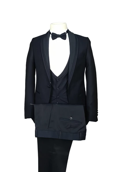 Cengiz İnler Armürlü Şal Yaka Tek Düğme Damatlık