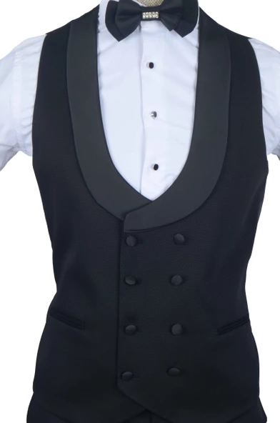 Cengiz İnler Armürlü Şal Yaka Tek Düğme Damatlık - 5