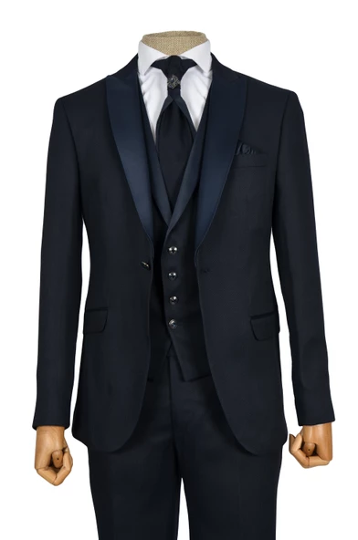 Cengiz İnler Balıksırtı Kırlangıç Yaka Tek Düğme Damatlık - 4