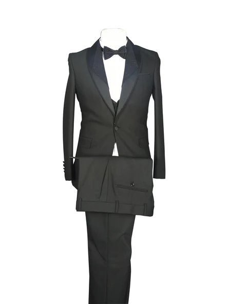 Cengiz İnler Dokulu Simli Şal Yaka Tek Düğme Damatlık - 8