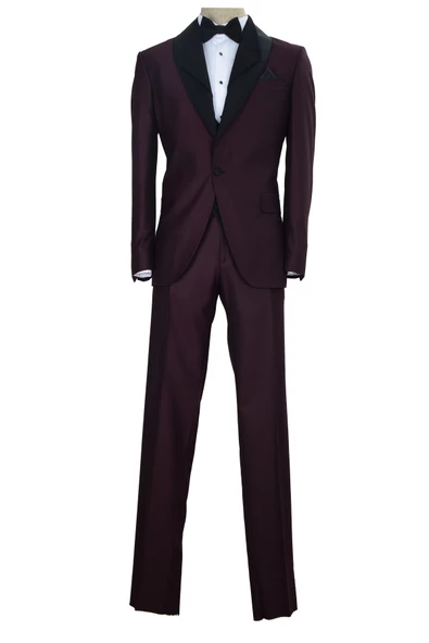 Cengiz İnler Dokulu Simli Şal Yaka Tek Düğme Damatlık - 6