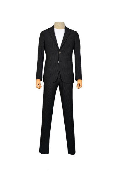 Cengiz İnler Dik Çizgi Gofre 6 Drop Slim Fit Erkek Takım Elbise - 7