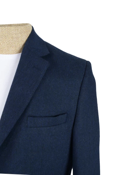 Cengiz İnler Mono Yaka Çift Düğme Kırçıl Desen Klasik Erkek Ceket - Resim 2