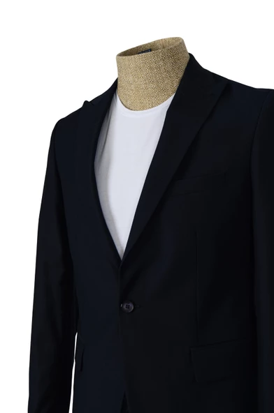 Cengiz İnler Düz Kumaş Tek  Düğme Slim Erkek Ceket - Resim 3