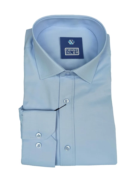 Cengiz İnler Standart Yaka Düz Slim Fit Erkek Pamuk Gömlek - 8
