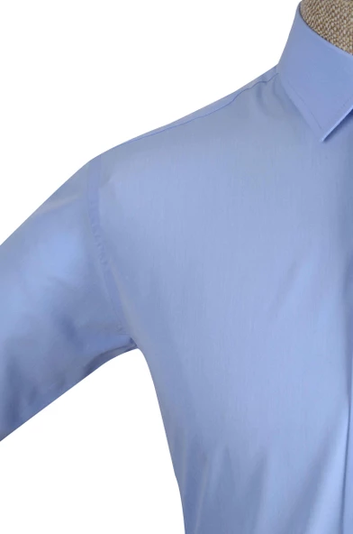 Cengiz İnler Standart Yaka Düz Slim Fit Erkek Pamuk Gömlek - 4