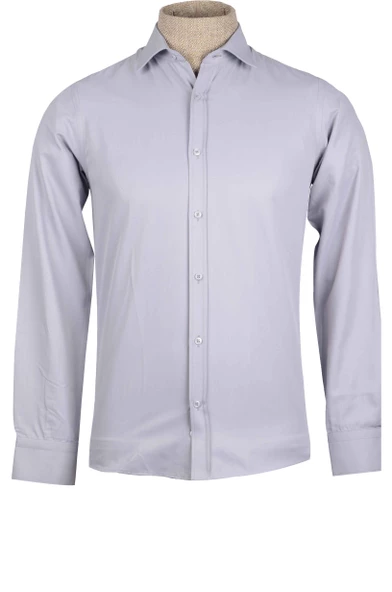 Cengiz İnler Standart Yaka Düz Slim Fit Erkek Pamuk Gömlek - 12