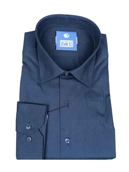 Cengiz İnler Standart Yaka Düz Slim Fit Erkek Pamuk Gömlek - 2