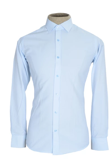 Cengiz İnler Standart Yaka Küçük Çarpı Armür Desen Slim Fit Erkek Pamuk Gömlek - 7