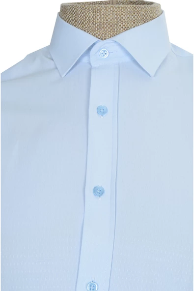 Cengiz İnler Standart Yaka Küçük Çarpı Armür Desen Slim Fit Erkek Pamuk Gömlek - 6