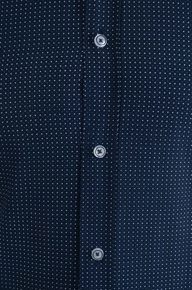 Cengiz İnler Standart Yaka Düz Puantiye Desen Slim Fit Erkek Pamuk Gömlek - 11