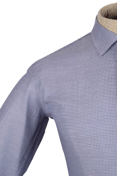 Cengiz İnler Standart Yaka Tetris Desen Oxford Slim Fit Erkek Pamuk Gömlek - 3
