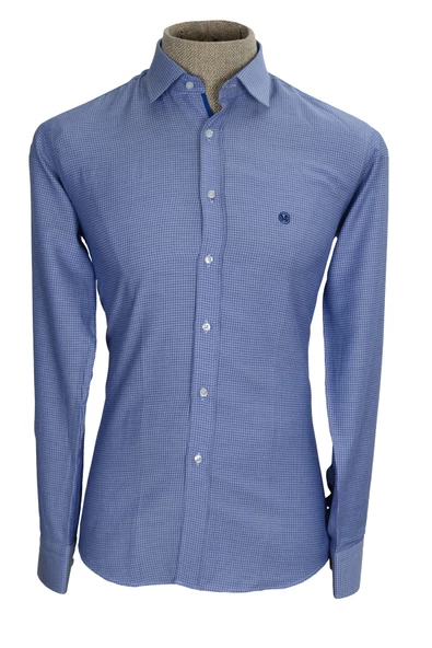 Cengiz İnler Standart Yaka Tetris Desen Oxford Slim Fit Erkek Pamuk Gömlek - 6