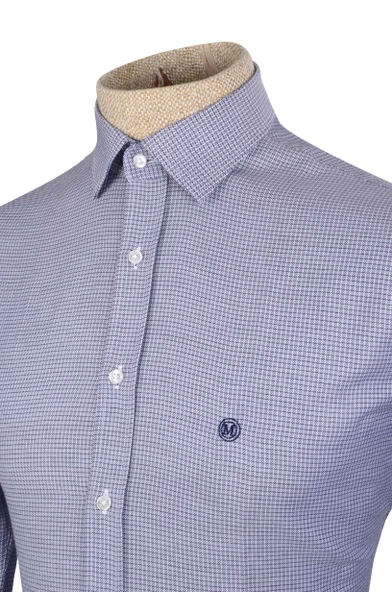 Cengiz İnler Standart Yaka Tetris Desen Oxford Slim Fit Erkek Pamuk Gömlek - 2