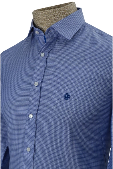 Cengiz İnler Standart Yaka Tetris Desen Oxford Slim Fit Erkek Pamuk Gömlek - 8