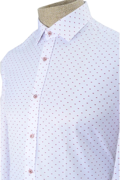 Cengiz İnler Standart Yaka Sinek Desen Slim Fit Erkek Pamuk Gömlek - 4