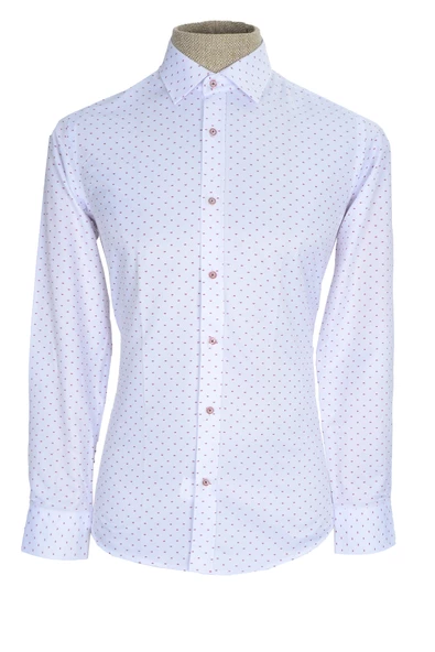 Cengiz İnler Standart Yaka Sinek Desen Slim Fit Erkek Pamuk Gömlek - 5