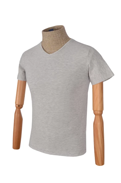 Cengiz İnler V Yaka Düz Slim Erkek T-shirt - Resim 10