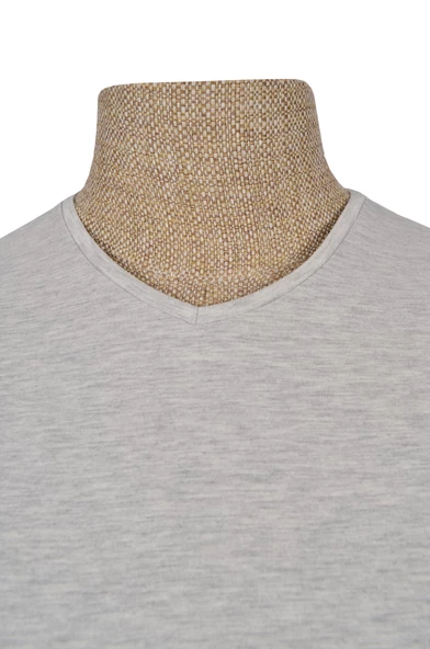 Cengiz İnler V Yaka Düz Slim Erkek T-shirt - Resim 11