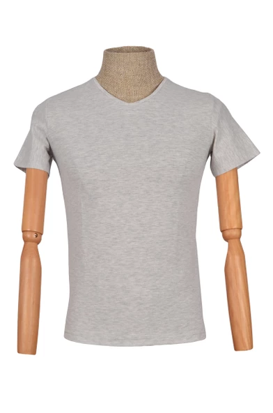 Cengiz İnler V Yaka Düz Slim Erkek T-shirt - Resim 8