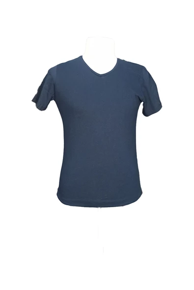 Cengiz İnler V Yaka Düz Slim Erkek T-shirt - Resim 2