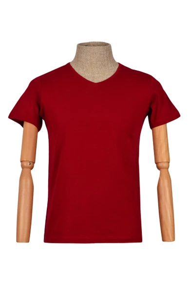 Cengiz İnler V Yaka Düz Slim Erkek T-shirt - Resim 3