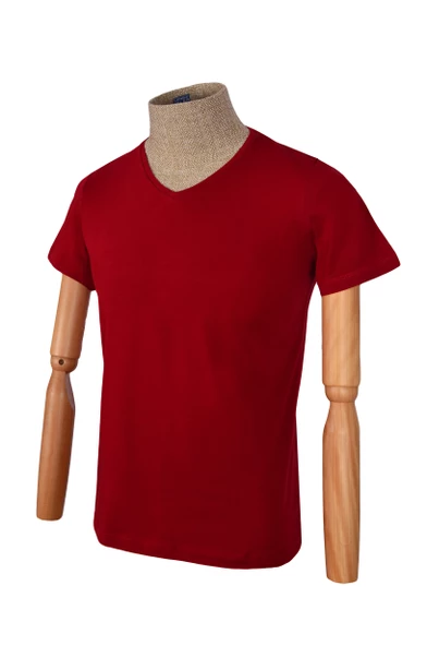 Cengiz İnler V Yaka Düz Slim Erkek T-shirt - Resim 5