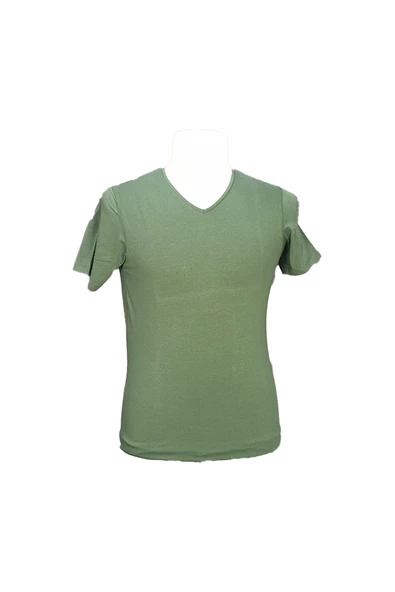 Cengiz İnler V Yaka Düz Slim Erkek T-shirt - Resim 12