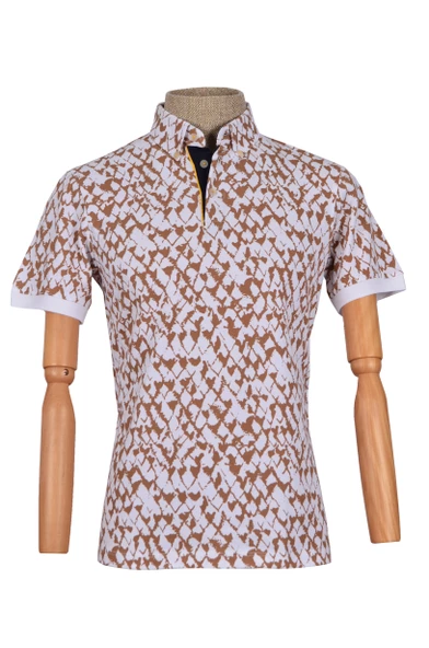 Cengiz İnler Polo Yaka Desenli Slim Erkek T-shirt