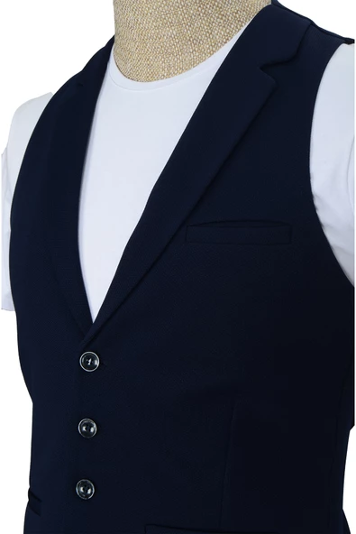 Cengiz İnler Düz Polyester Erkek Yelek - 3