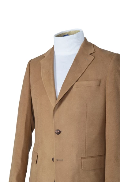 Cengiz İnler Çapraz Çizgili Mono Yaka Çift Düğme Slim Erkek Ceket - Resim 2