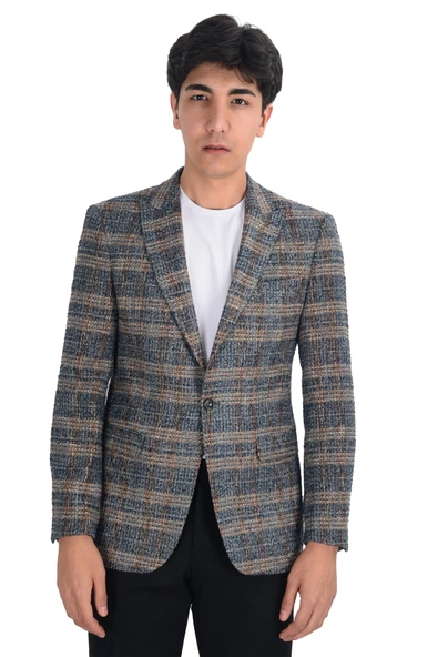 Cengiz İnler Kırçıl Desen Kırlangıç Yaka Tek Düğme Slim Erkek Ceket - 7