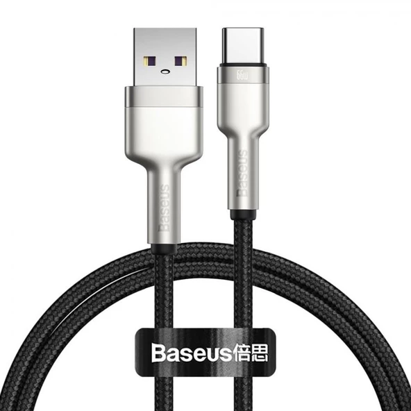 Baseus 66W 1 Metre Smart Chip USB to Type C Şarj ve Data Kablosu, Kırılmaz, Kopmaz Örgü Halat Kablo