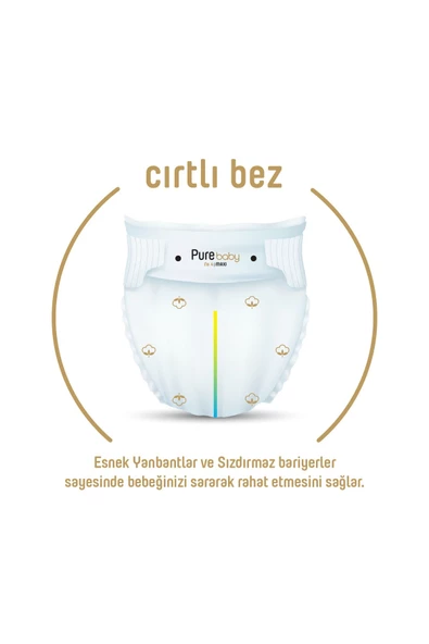 Pure Baby Organik Pamuklu Cırtlı Bez 4lü Paket 4 Numara Maxi 192 Adet - 3