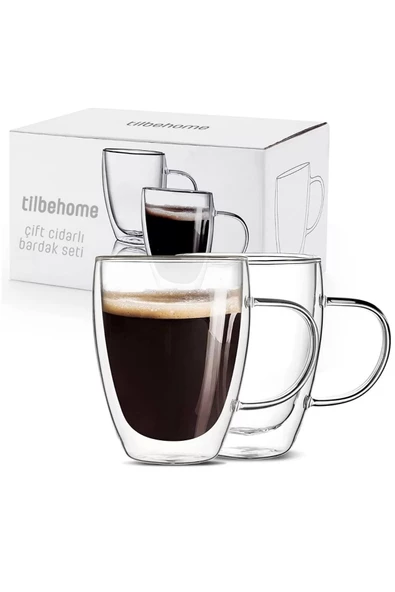 Çift Cidarlı Bardak Cam Kupa 310 ml Ev Ofis Espresso Kahve Fincanı Borosilikat Kulplu Çay Bardağı - 3