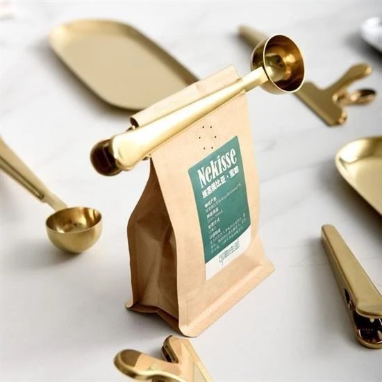 BUFFER® Mandallı Kahve Ölçü Kaşığı Gold Çok Fonksiyonlu Paslanmaz Çelik Kaşık - 2