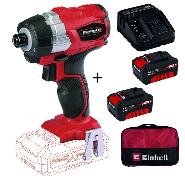 Einhell TE-CI 18 Li BL  Akülü Darbeli Vidalama + 2 x 4Ah StarterKit + Bez Çanta