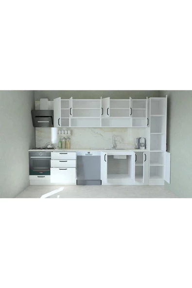 Mobilique 340cm Tezgahsız Hazır Mutfak 3Çkm Beyaz-Beyaz - 2