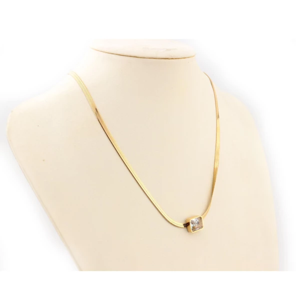 Pigado Paslanmaz Çelik Yılan Derisi Ezme Zincir Baget Kolye - Resim 3