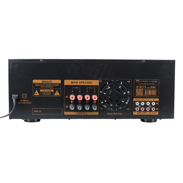 MAGICVOICE MV-1232 2*80W USB/SD BT UK-BALANS 4 MİK GİRİŞ-4 HOP ÇIKIŞLI STEREO TRAFOSUZ MIXER KÜP ANFİ - 3