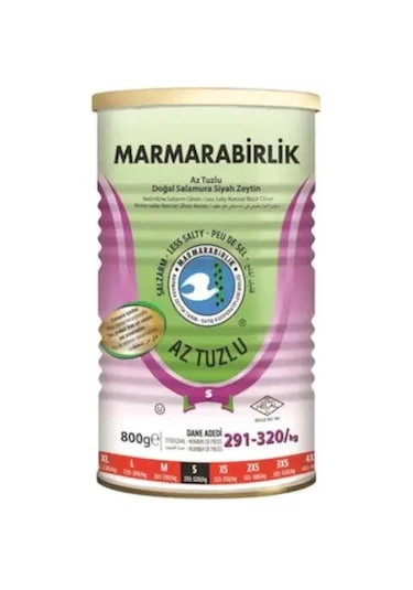Marmara Bırlık Zeytın Sıyah 800Gr Aztuzlu Hususı S 291/320 - 2