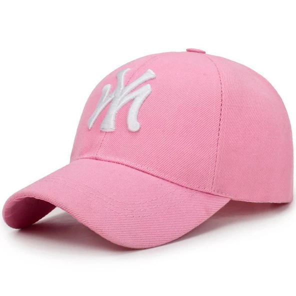 Siyah Beyaz Ny Nakışlı  Şapka Kep  PEMBE Tek Ebat