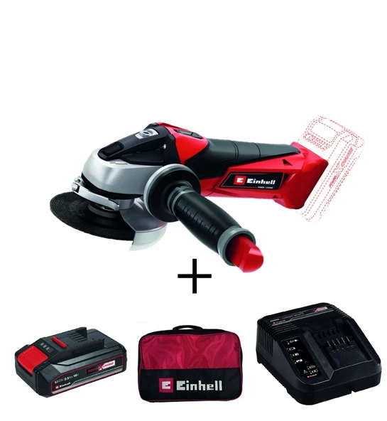 Einhell TE-AG 18/115 Li Akülü Avuç Taşlama + 2,5 Ah StarterKit + Bez Çanta