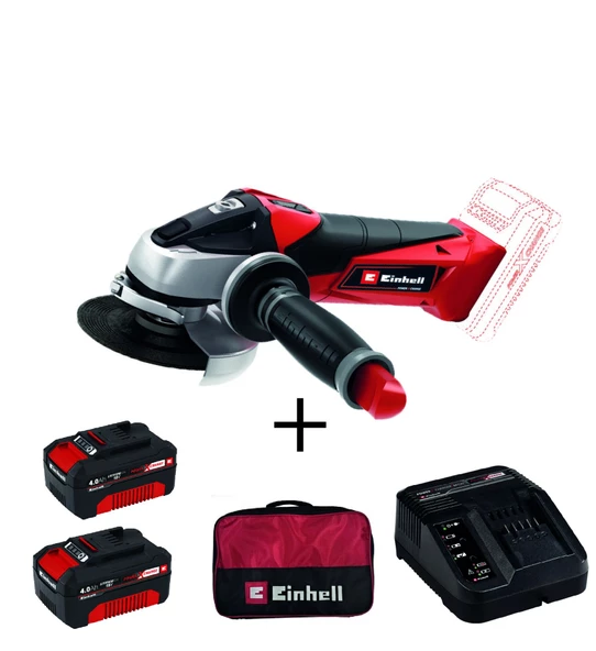 Einhell TE-AG 18/115 Li Akülü Avuç Taşlama + 2x4 Ah StarterKit + Bez Çanta